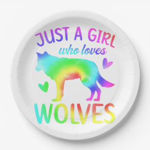 Just A Girl Who Loves Wolves Watercolor,Watercolor Paper Plate