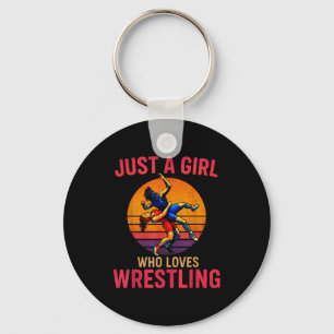 Just A Girl Who Loves Wrestling Funny Wrestler Wre Keychain