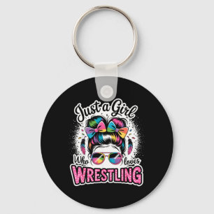 Just a Girl Who Loves Wrestling Wrestler Fighter Keychain