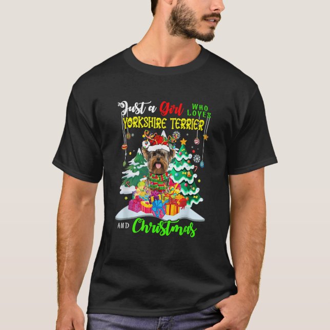 Just A Girl Who Loves Yorkshire Terrier And Christ T-Shirt (Front)