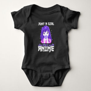 Just A Girl Who Really Loves Anime in Purple Baby Bodysuit