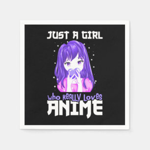 Just A Girl Who Really Loves Anime in Purple Napkin