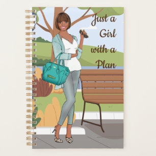 Just A Girl With A Plan   Cute Black Girl Design P Planner