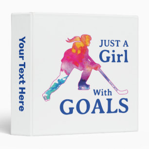 Just a Girl with Goals Hockey Watercolor School Binder