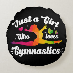 Just A Girls Who Loves Gymnastics Round Pillow