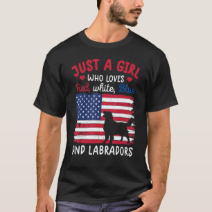 Just A Girls Who Loves Red White Blue Labrador Ret T-Shirt