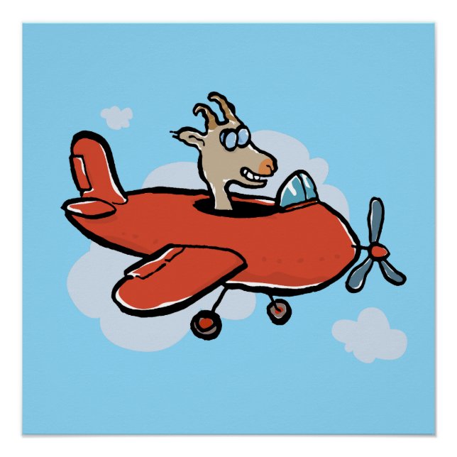 just a goat flying a plane poster (Front)