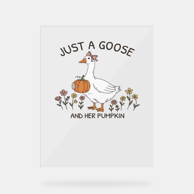 Just a Goose and Her Pumpkin Classic T-Shirt Acrylic Sign (Front)