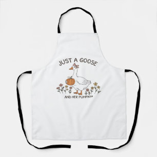 Just a Goose and Her Pumpkin Classic T-Shirt Apron