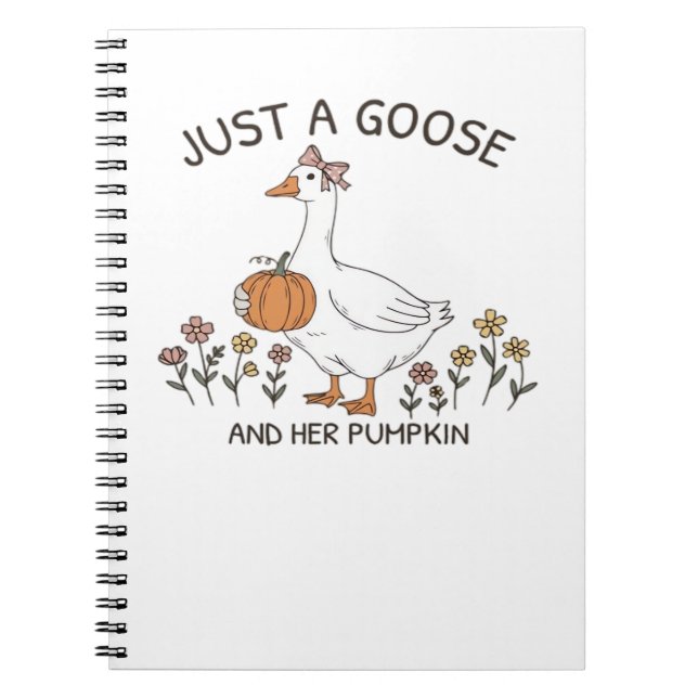 Just a Goose and Her Pumpkin Classic T-Shirt Notebook (Front)
