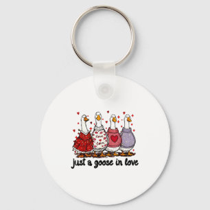 Just A Goose In Love Valentine Funny Goose Men Wom Keychain