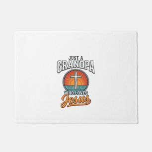 Just A Grandpa Who Loves Jesus Vintage Cross Shirt Doormat