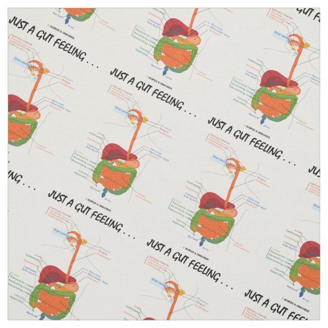 Just A Gut Feeling... Digestive System Humour Fabric (Swatch)