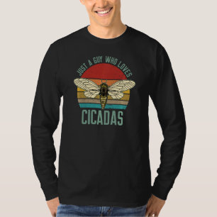 Just A Guy Who Loves Cicadas Brood X Retro Sunset T-Shirt