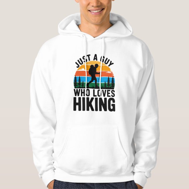 Just A Guy Who Loves Hiking Retro Hoodie (Front)