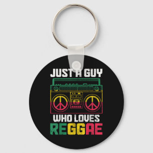 Just A Guy Who Loves Reggae Music Jamaica Vintage  Keychain