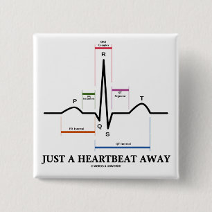 Just A Heartbeat Away (EKG/ECG) 2 Inch Square Button