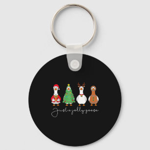 Just A Jolly Cute Goose Funny Merry Goosemas Chris Keychain