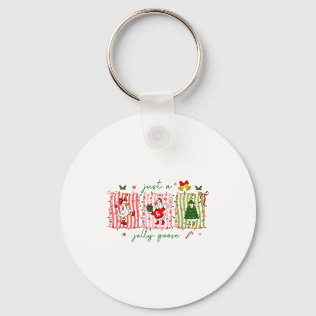 Just A Jolly Goose Christmas Lights Ne Bow Coquett Keychain (Front)