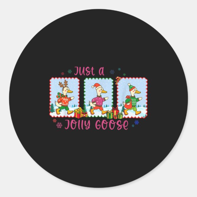 Just A Jolly Goose Christmas Santa Bow Xmas Light  Classic Round Sticker (Front)