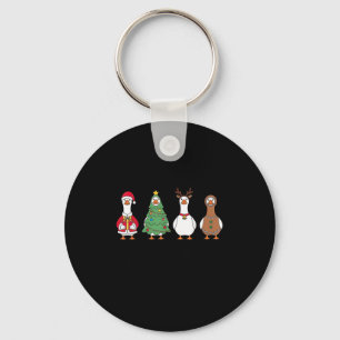 Just A Jolly Goose Christmas Tree Santa Reindeer G Keychain