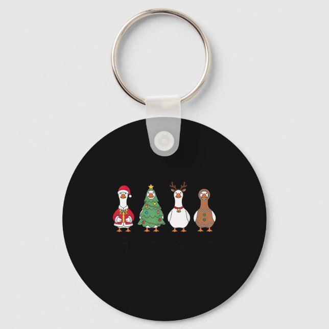 Just A Jolly Goose Christmas Tree Santa Reindeer G Keychain (Front)