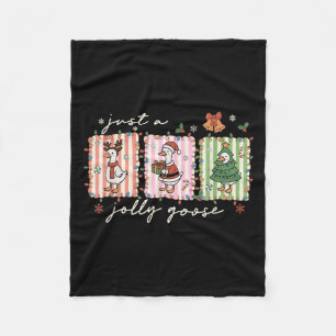 Just A Jolly Goose Funny Goose Santa Reindeer Cute Fleece Blanket