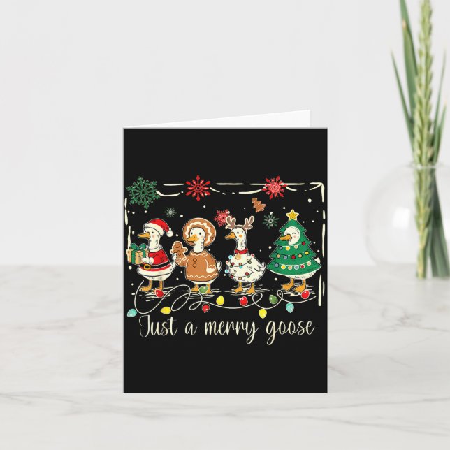 Just A Jolly Goose Funny Silly Goose Santa Christm Card (Front)