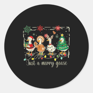 Just A Jolly Goose Funny Silly Goose Santa Christm Classic Round Sticker