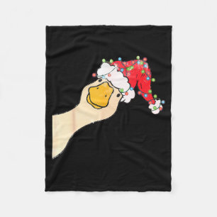 Just A Jolly Goose Funny Silly Goose Santa Christm Fleece Blanket