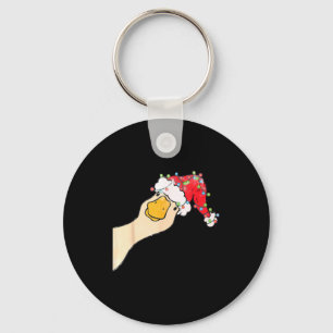 Just A Jolly Goose Funny Silly Goose Santa Christm Keychain