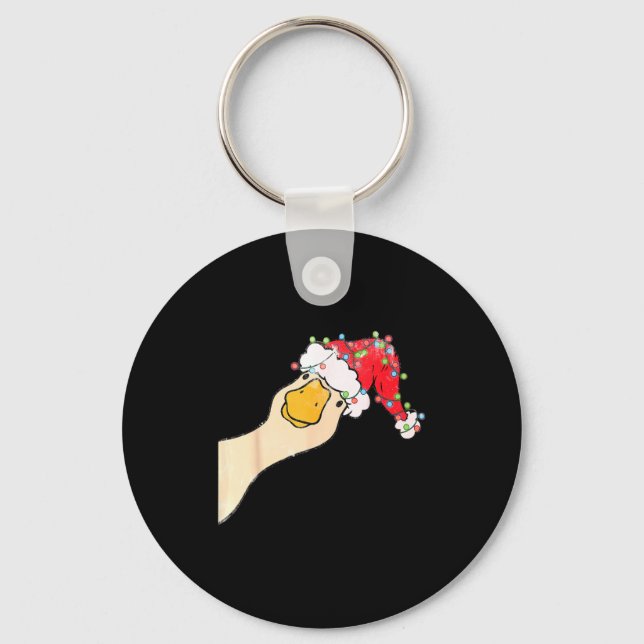 Just A Jolly Goose Funny Silly Goose Santa Christm Keychain (Front)