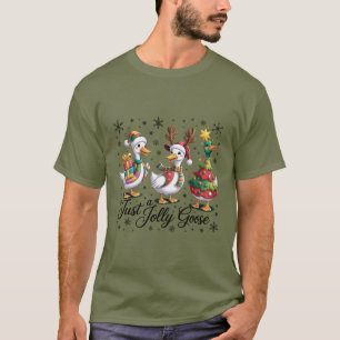 Just A Jolly Goose Patchwork Christmas Duck Funny  T-Shirt