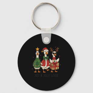 Just A Jolly Goose Xmas Merry Christmas Funny  Keychain