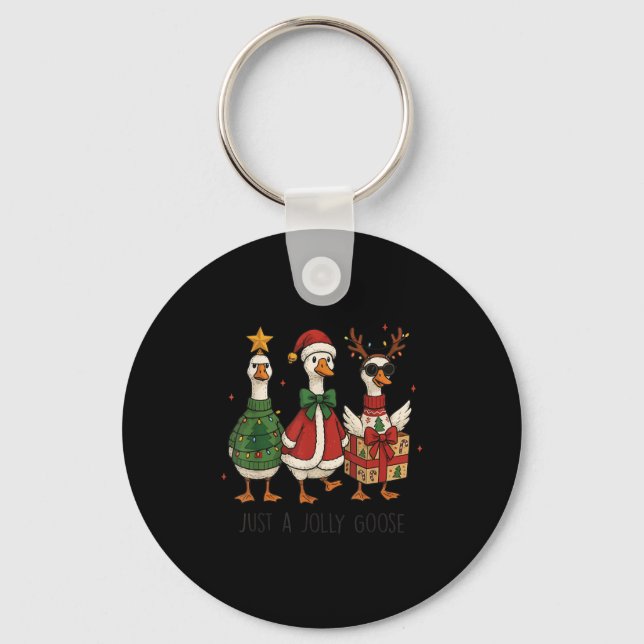 Just A Jolly Goose Xmas Merry Christmas Funny  Keychain (Front)