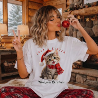 Just a Kitten Who Loves Christmas Tri-Blend Shirt