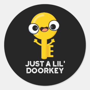 Just A Lil Door-key Funny Dorky Key Pun Dark BG Classic Round Sticker