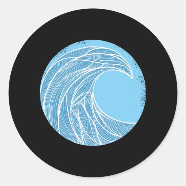 just a line colourful waves classic round sticker (Front)