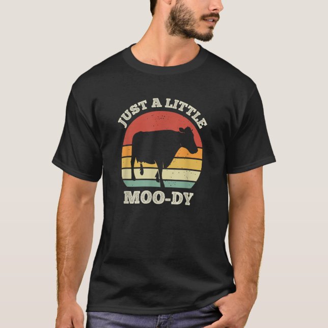 Just A Little Moo dy Retro Farmer Funny Cow  T-Shirt (Front)