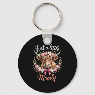 Just A Little Moody Highland Cow Graphic For Women Keychain