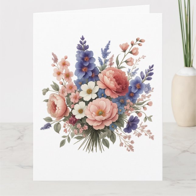 Just a Little Note Elegant Floral Greeting Card (Front)