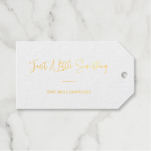Just a Little Something Minimalist Custom Gold Gift Tags