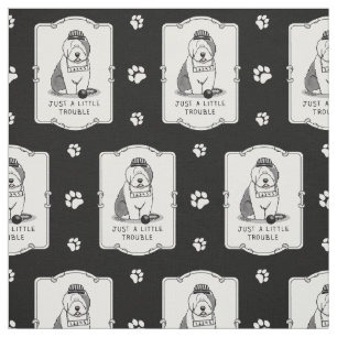 Just a Little Trouble Old English Sheepdog Grey 1 Fabric