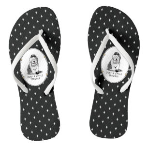 Just a Little Trouble Old English Sheepdog Grey 1 Flip Flops
