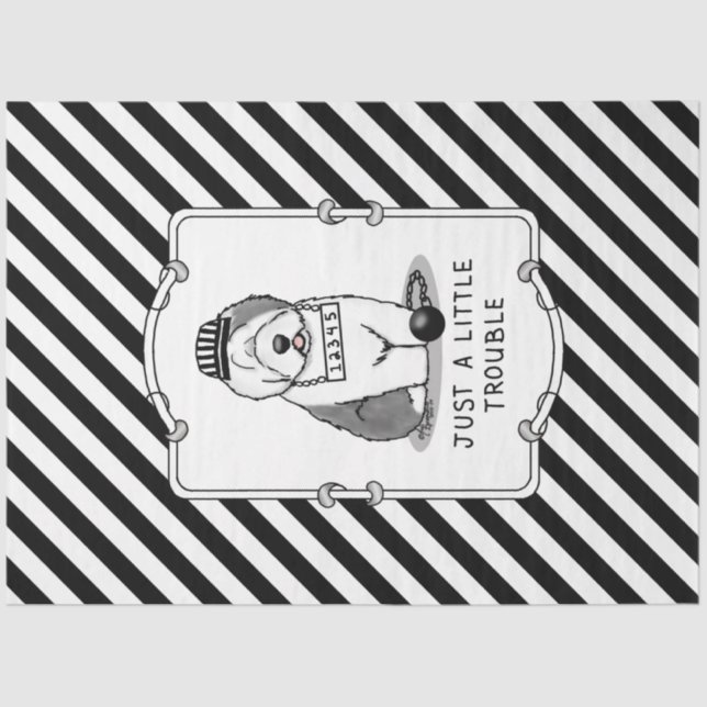Just a Little Trouble Old English Sheepdog Grey 1 Tissue Paper (Front)