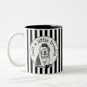 Just a Little Trouble Old English Sheepdog Grey 1 Two-Tone Coffee Mug