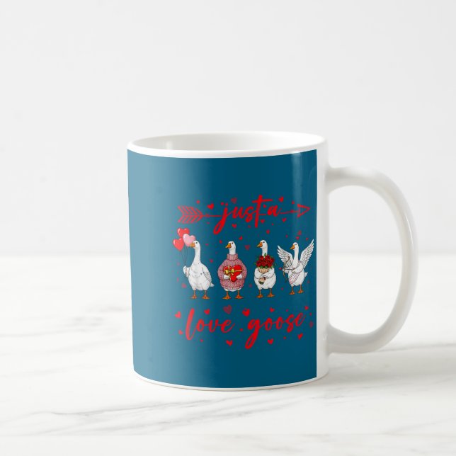 Just A Love Goose Funny Valentine Cute Goose For W Coffee Mug (Right)