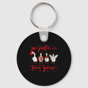 Just A Love Goose Funny Valentine Cute Goose For W Keychain
