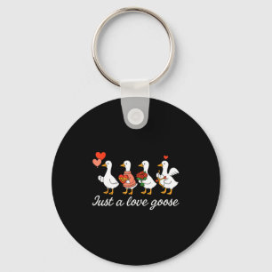 Just A Love Goose Valentine Duck Silly Goose Valen Keychain