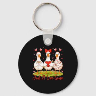 Just A Lovely Goose Coffee Funny Valentine Silly G Keychain